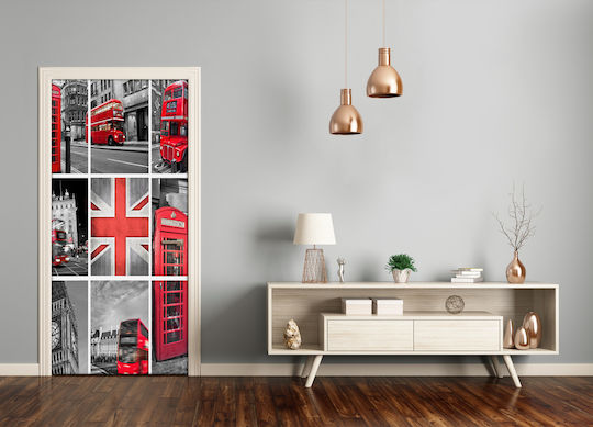 Dekorativer Aufkleber Tür Collage London 95x205cm Tulup