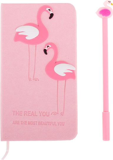 Set Cadou Copii Flamingo Caiet cu Finisaj din Piele Ecologică + Pix Flamingo