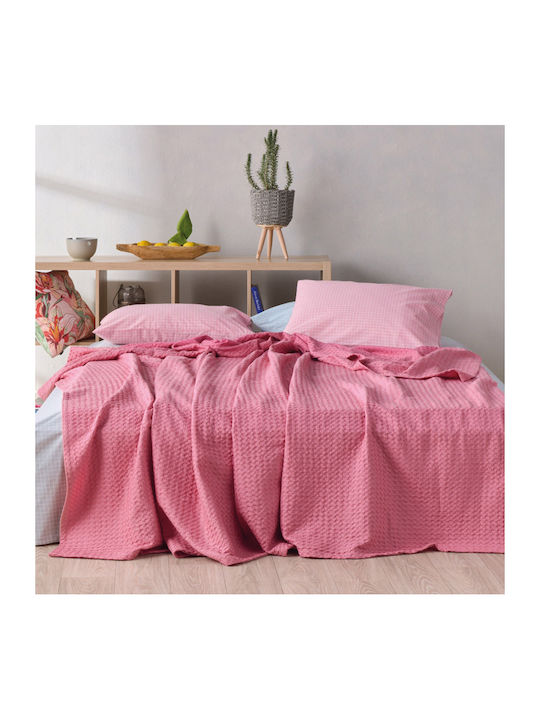 Kentia Loft Illusion Pique Blanket Single 170x250cm Coral
