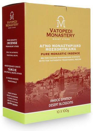 Pure Incense of Mount Athos Old Traditional Recipe 10 X 100g Authentic Product of Vatopedi Monastery Holy Great Monastery Vatopedi 28172 Desert Blossoms