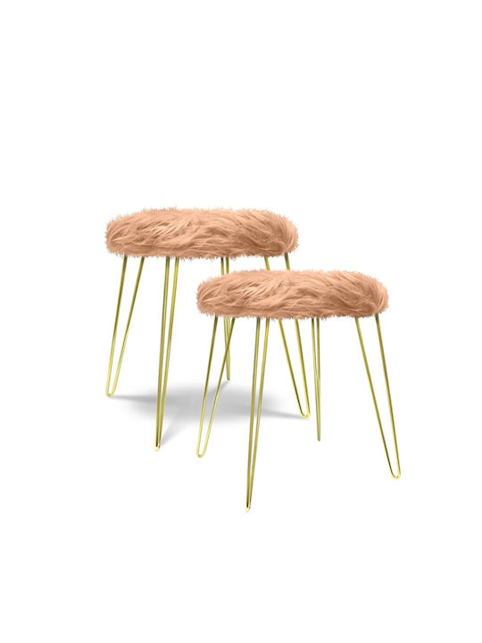 Stool Fur Φ43x45y Cm Pink
