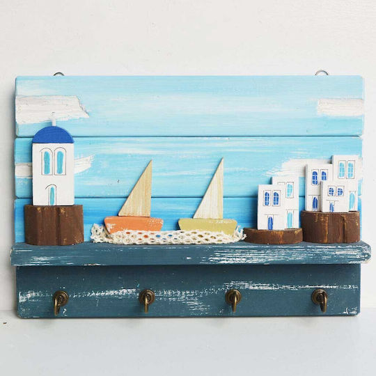 Kapadakis Wood Art Νησιά Ξύλινη Πολύχρωμη 4 Θέσεων 40x7x30cm