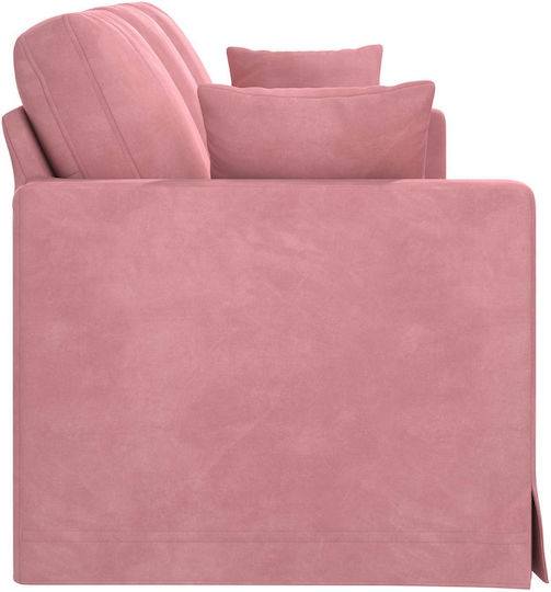Canapeu Cu Trei Locuri Din Catifea Roz 198x78x80cm