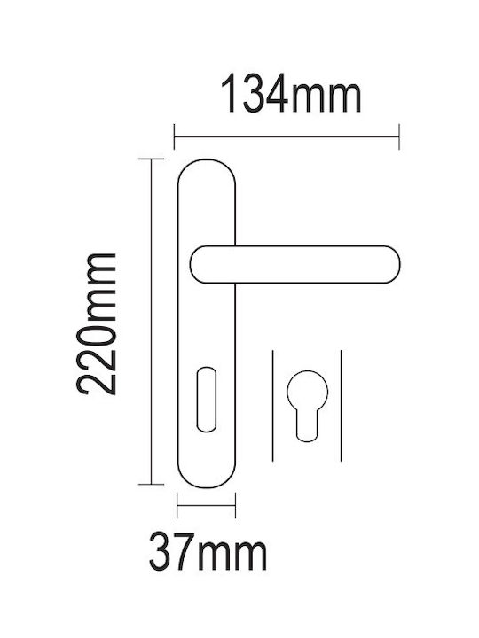 Viometale Lever Middle Door with Plate Handle Pair (Center Distance 75mm) White Checkmate