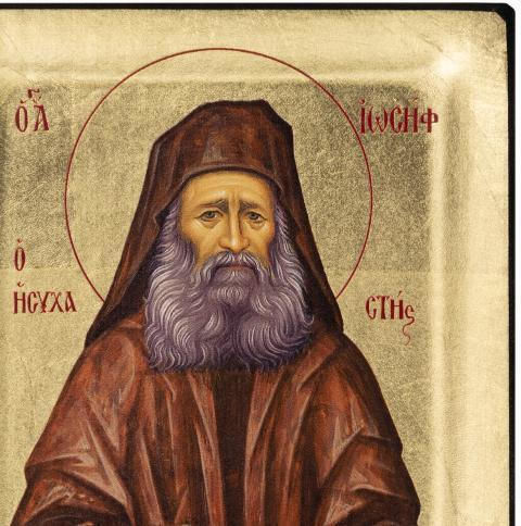 Saint Joseph Painted Canvas Icon Gold Background 13 X 10 Cm