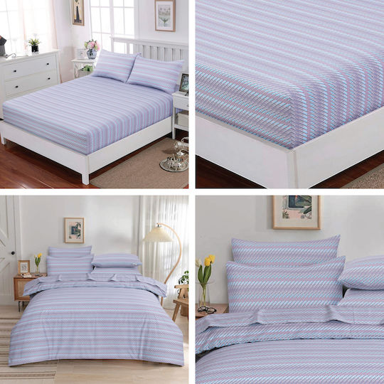 Casa Colori Сет Чаршафи Двойни с Ластик 140x200+30см. Calm Wave Stripes 4бр