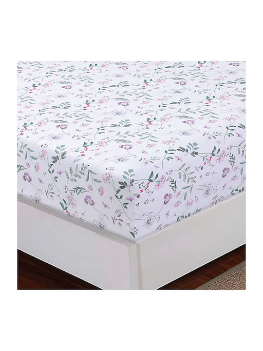 Casa Colori Cearșaf King Size cu Elastic 180x200+30cm. Blooming Touch Floral