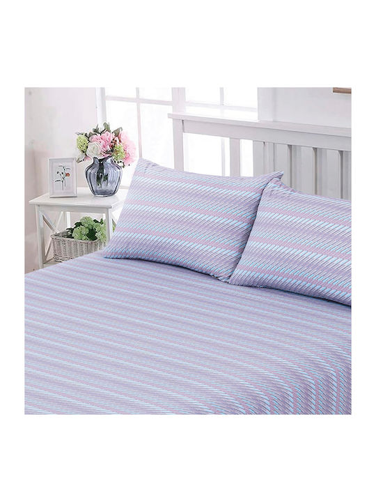 Casa Colori Sheet Double with Elastic 140x200+30cm. Calm Wave Stripes
