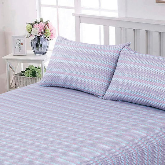Casa Colori Sheet Double with Elastic 140x200+30cm. Calm Wave Stripes
