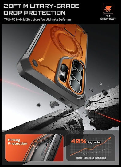 Supcase Unicorn Beetle Pro Mag 360 Full Cover Silicone Plastic Set with Tempered Glass Orange (Galaxy S26 Ultra)