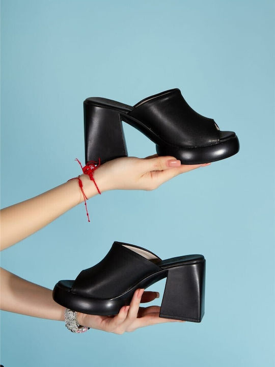 Mules With High Heel In Black Colour
