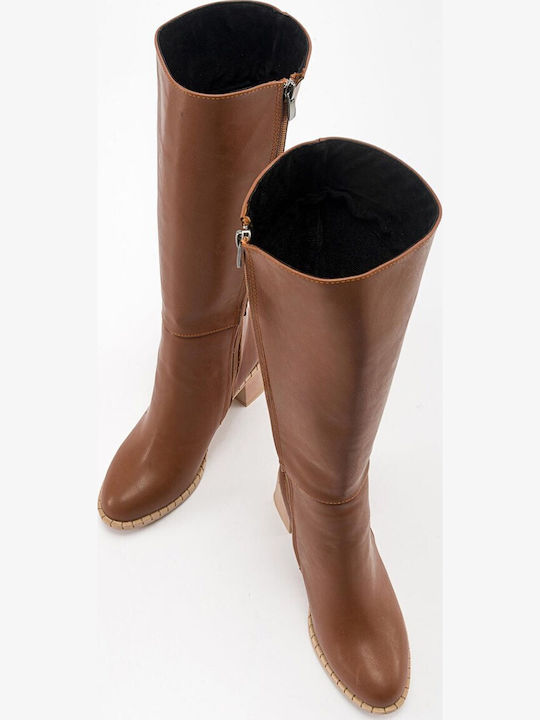 Synthetic Leather Women's Boots Brown