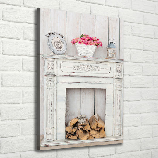 Panou De Perete Pânză Decorațiune Durabilă Focar Din Lemn 70x100 Cm
