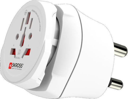 Skross 2-в-1 Универсален Пътнически Адаптер Европа Южна Африка 16a Бял