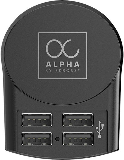 Skross Adaptor Universal De Călătorie 4 Usb Alpha Negru