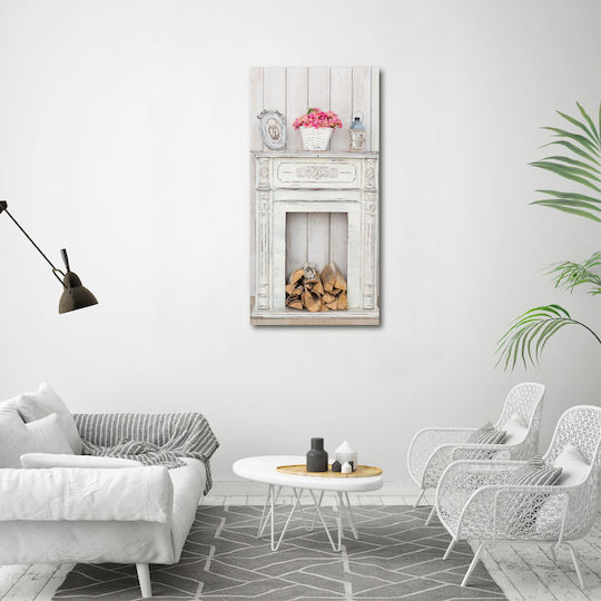 Wandbild Segeltuch Langzeitdekoration Holzofen 60x120 cm