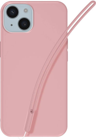 Jaym Silikon Handyhülle iPhone 15 mit Nackenriemen Rosa