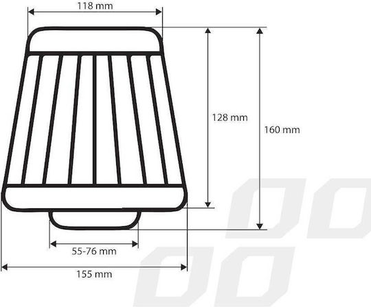 AMiO Filtru de aer Pâlnie Tip deschis 160x155x118mm Universal cu 3 adaptoare