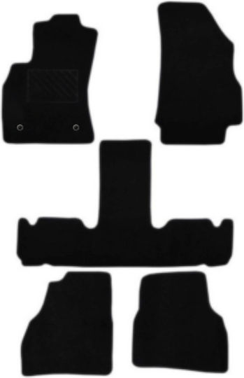 Autopataki Set of Front and Rear Mats 5pcs for Fiat Doblo 2009-2022 Black