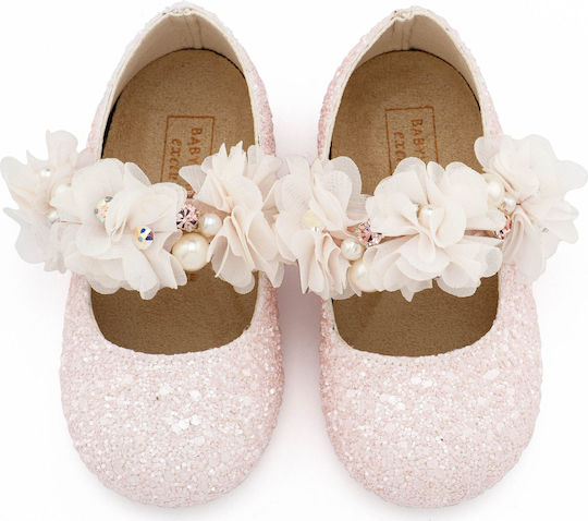 Babywalker Pink Baptism Leather Pumps