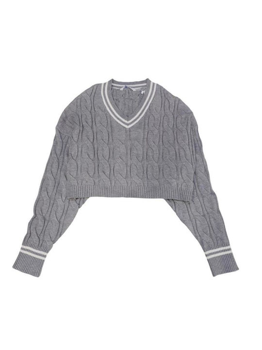 Kinder-Crop-Top Langarm Grey