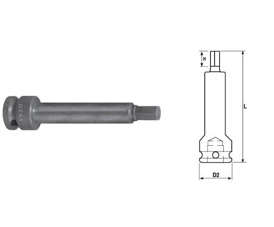 1'' Impact Socket Head External Hex Profile One Piece Length 150 Mm 17