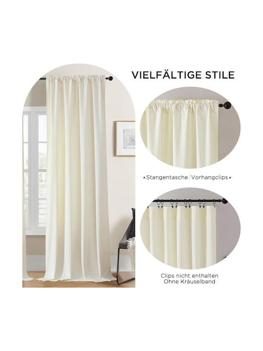 Set Vorhänge Verdunkelung mit Grommets Thermo Weiße 132x225cm