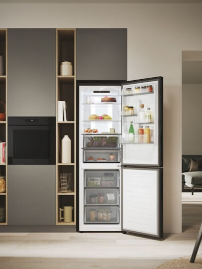 Kühl-Gefrierkombination 355Es NoFrost H185xB59.5xT66.7cm. Schwarz Fresco 500