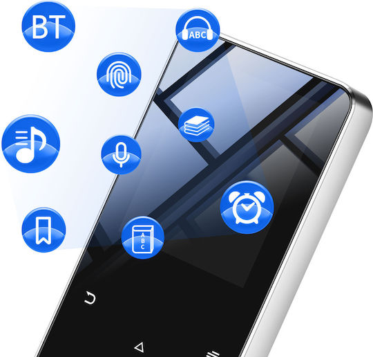 Avizar Talking Mp3 Player 16 Gb Music Videos Bluetooth 20 Hours Battery Life Silver