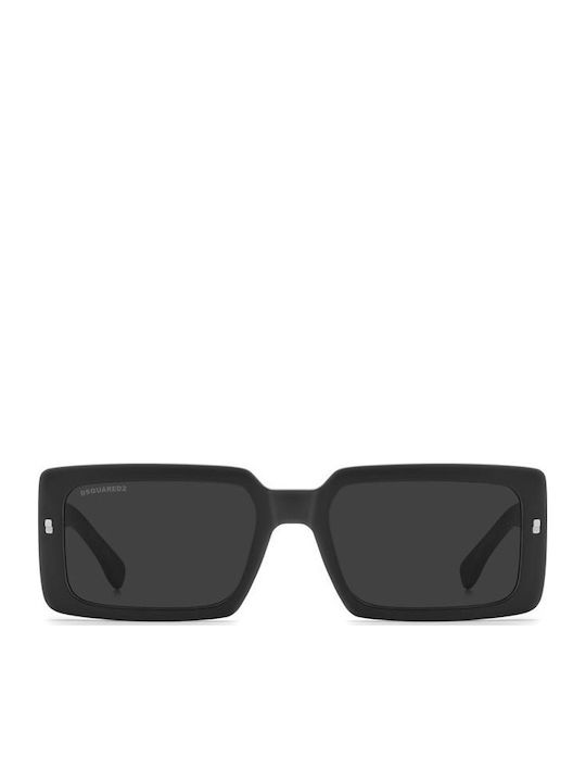 Dsquared2 Unisex Sunglasses with Black Horn-Rimmed Frame and Black Lens
