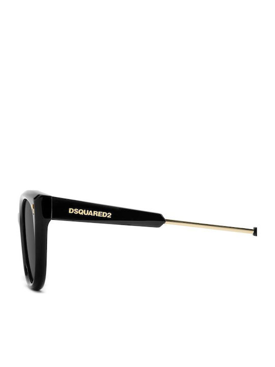 Dsquared2 Unisex Sunglasses with Black Horn-Rimmed Frame and Black Lens D2 0209 G S 807 IR