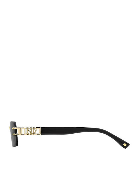 Dsquared2 Unisex Sunglasses with Gold Metallic Frame and Black Lens D2 0189/S J5G