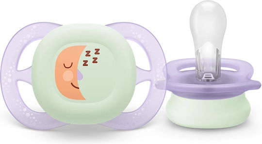 Philips Ultra Start Orthodontic Pacifiers Silicone Night with Case Little Star-Little Moon for 0-2 months 2pcs