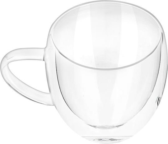 Cheffinger Set 2 Glasses Handle Double Wall 250ml In Borosilicate Glass Sienna