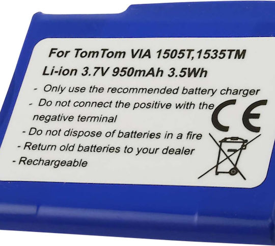 Avizar 3.7v Li-ion Батерия Tomtom Via 1505t GPS Съвместима Kl1 950mAh Синя