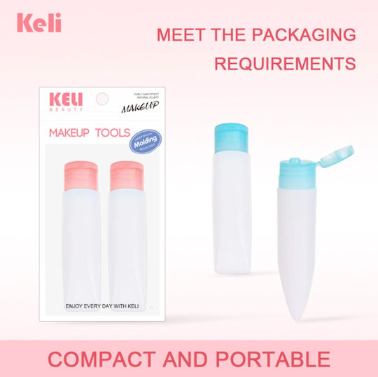 Keli Beauty Travel Bottles Σετ 2τμχ Μπλε – Μπουκαλάκια Ταξιδιού Σιλικόνης Καλλυντικά & Υγρά