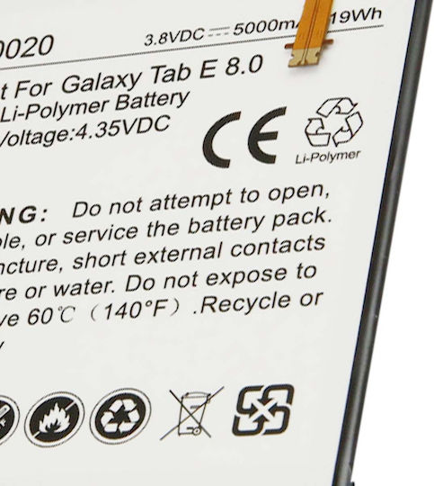 Avizar Li-polymer 4.35v Battery Samsung Galaxy Tab E 8.0 Tablet 5000mah White