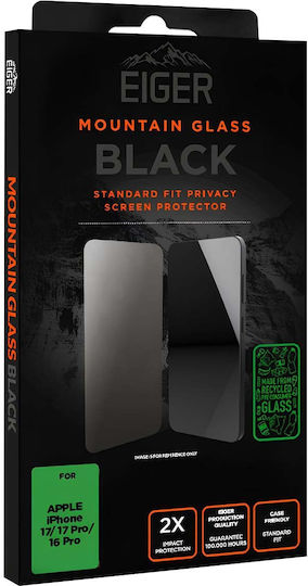 Eiger 2.5d Tempered Glass Iphone 16 Pro 17 17 Pro Anti-spy Transparent Black