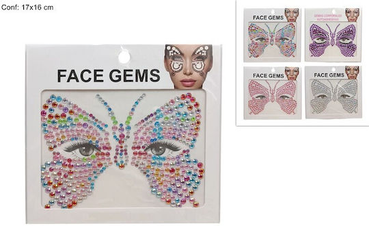 Decorative Multicolour Butterfly Face Rhinestone Stickers