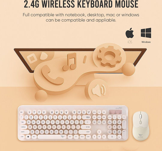 Jellybean A5000 Wireless Keyboard & Mouse Set English US Latte
