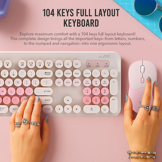 Alcatroz Jellybean A5000 Безжично Комплект клавиатура и мишка Английски US Macaron
