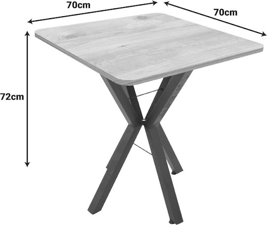 Arenya Square Table Kitchen Metallic Natural Shade 70x70x72cm
