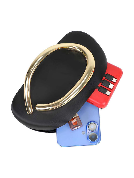 Geantă De Seară Damă Avizar Clutch Mâner Metalic Auriu Celina Statement Neagră
