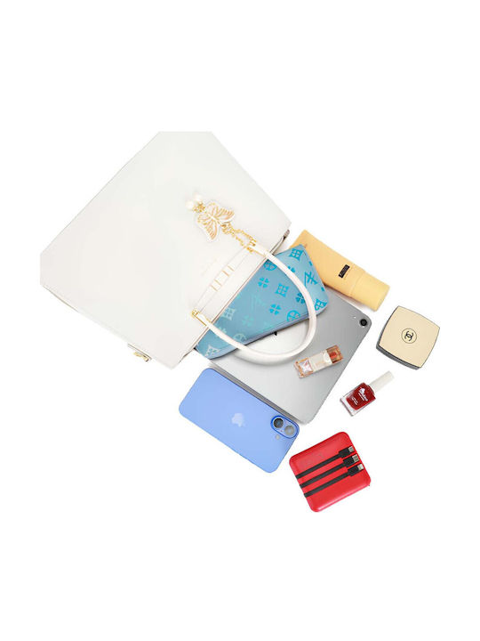 Gallantry Ariane Damen Handtasche Schmetterlingsanhänger Abnehmbarer Schultergurt Weiße