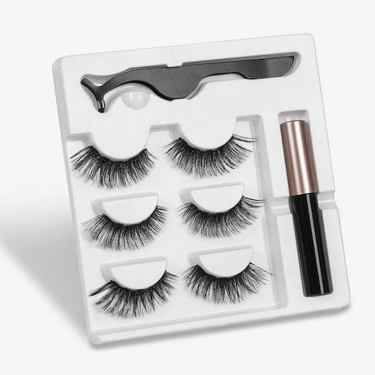Set 3 Pairs Magnetic Lashes + Tweezers Eyeliner Pencil