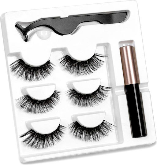Set 3 Pairs Magnetic Lashes + Tweezers Eyeliner Pencil