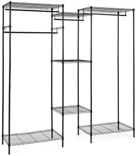 Corner Wall Shelf 198x46x188cm Black Color