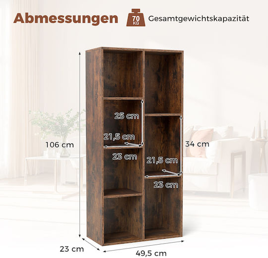 Βιβλιοθήκη Ρουστίκ Καφέ 106x23x49.5εκ.