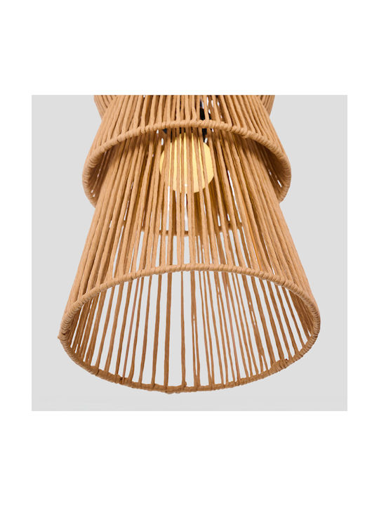 InTheBox Cleo Κρεμαστό Φωτιστικό Καφέ με Σχοινί 26.5x38.5εκ.