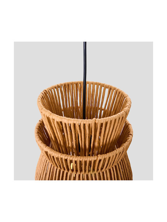 InTheBox Cleo Κρεμαστό Φωτιστικό Καφέ με Σχοινί 26.5x38.5εκ.